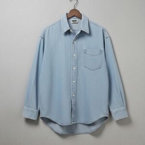 DKNY Womens Denim Blue Casual Button Down Shirt